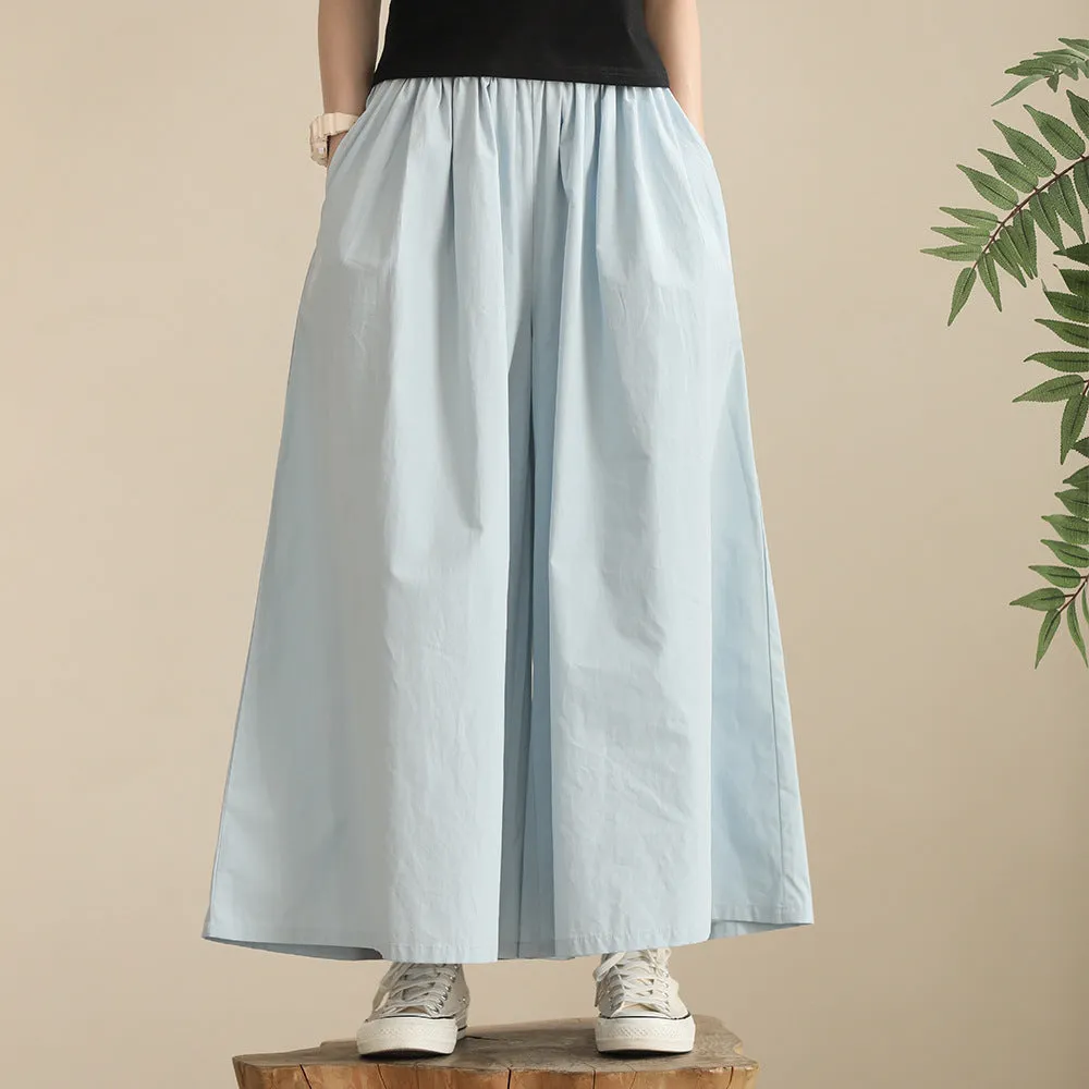 日系 圆圈镂空T恤/ 天蓝色裙裤 Slim-Fit Top/ Culottes in Sky Blue