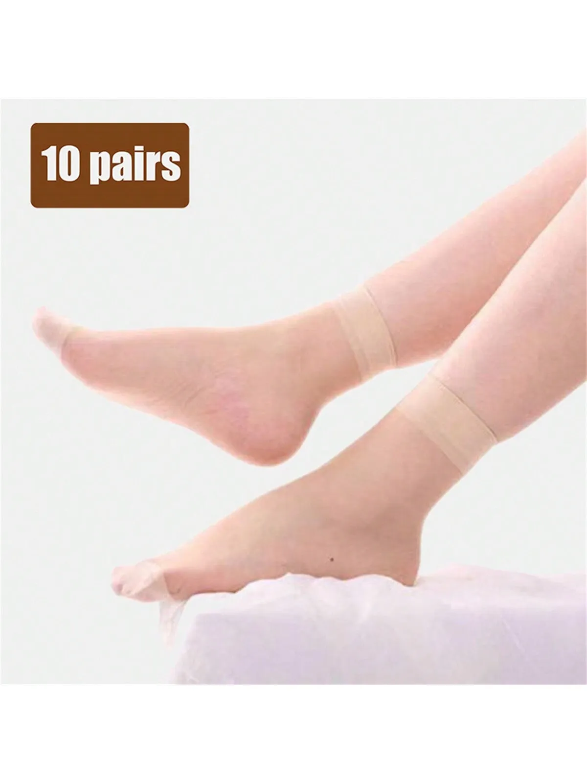 10 Pairs/pack Black/velvet Crystal Thin Transparent Short Socks Women's Invisible Boat Socks Nylon Stockings