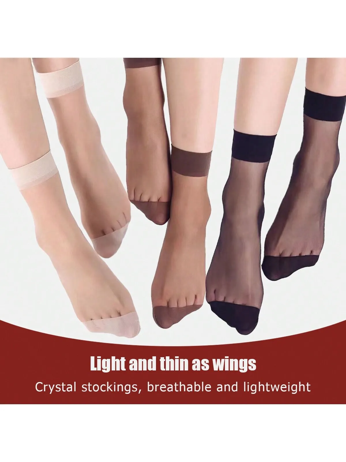 10 Pairs/pack Black/velvet Crystal Thin Transparent Short Socks Women's Invisible Boat Socks Nylon Stockings