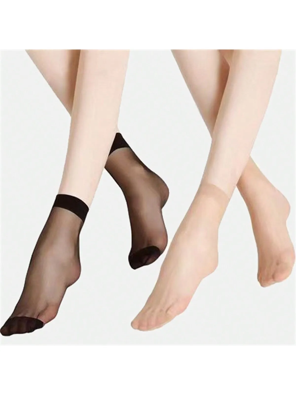 10 Pairs/pack Black/velvet Crystal Thin Transparent Short Socks Women's Invisible Boat Socks Nylon Stockings