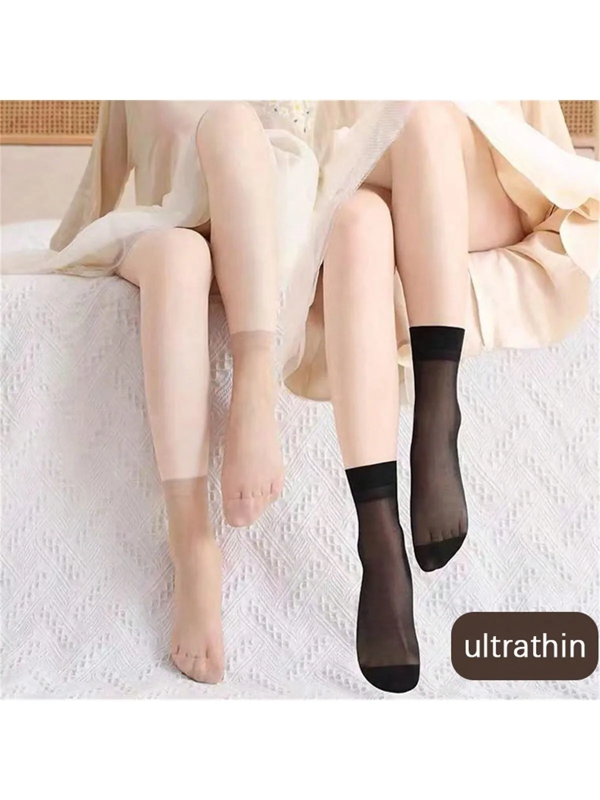 10 Pairs/pack Black/velvet Crystal Thin Transparent Short Socks Women's Invisible Boat Socks Nylon Stockings