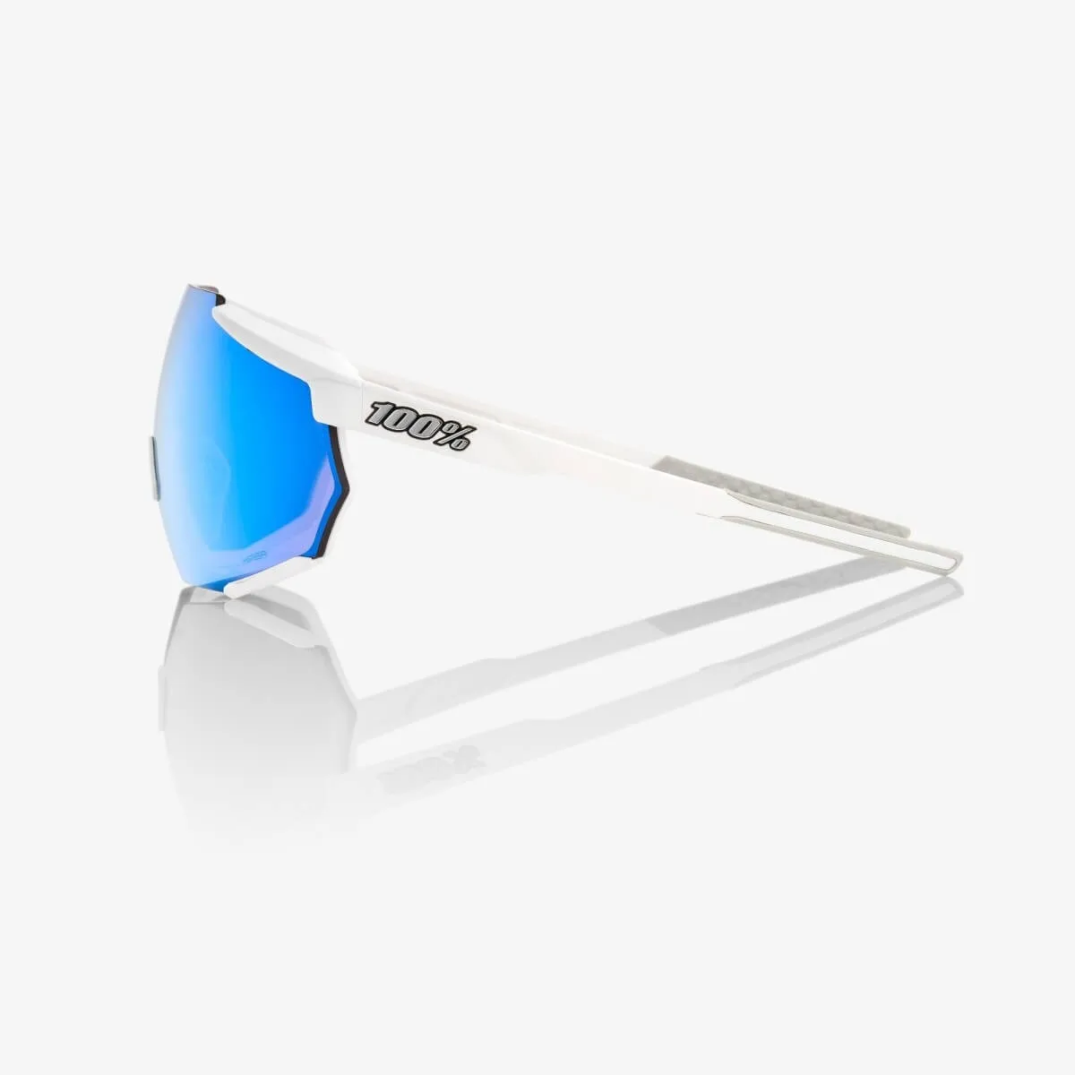 100% Racetrap Matte White - Hiper Blue Multilayer Mirror Lens