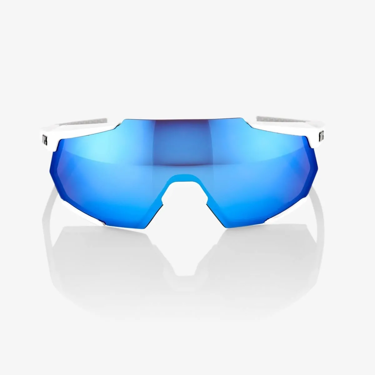 100% Racetrap Matte White - Hiper Blue Multilayer Mirror Lens