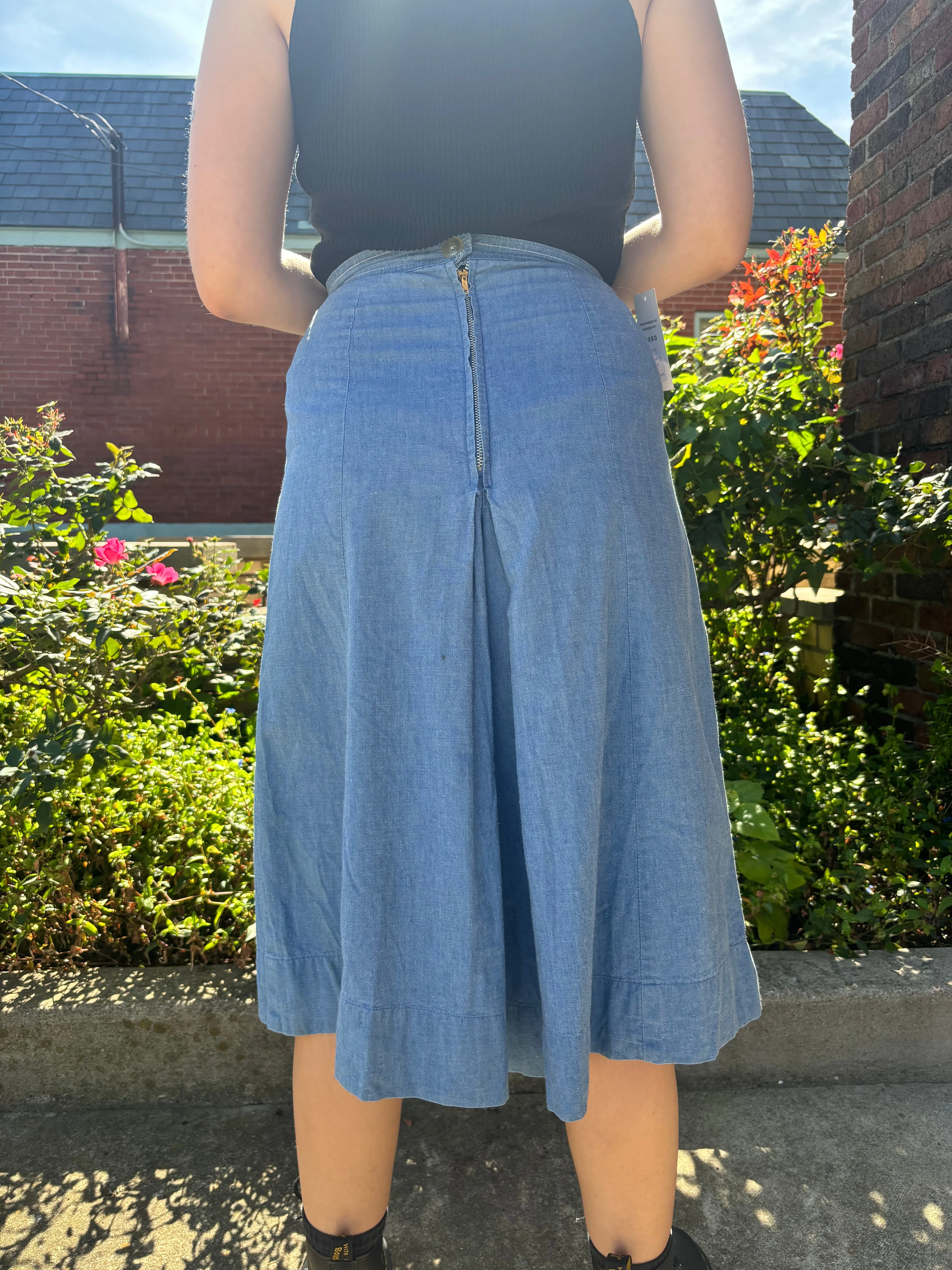 1970s Chambray high waisted culottes