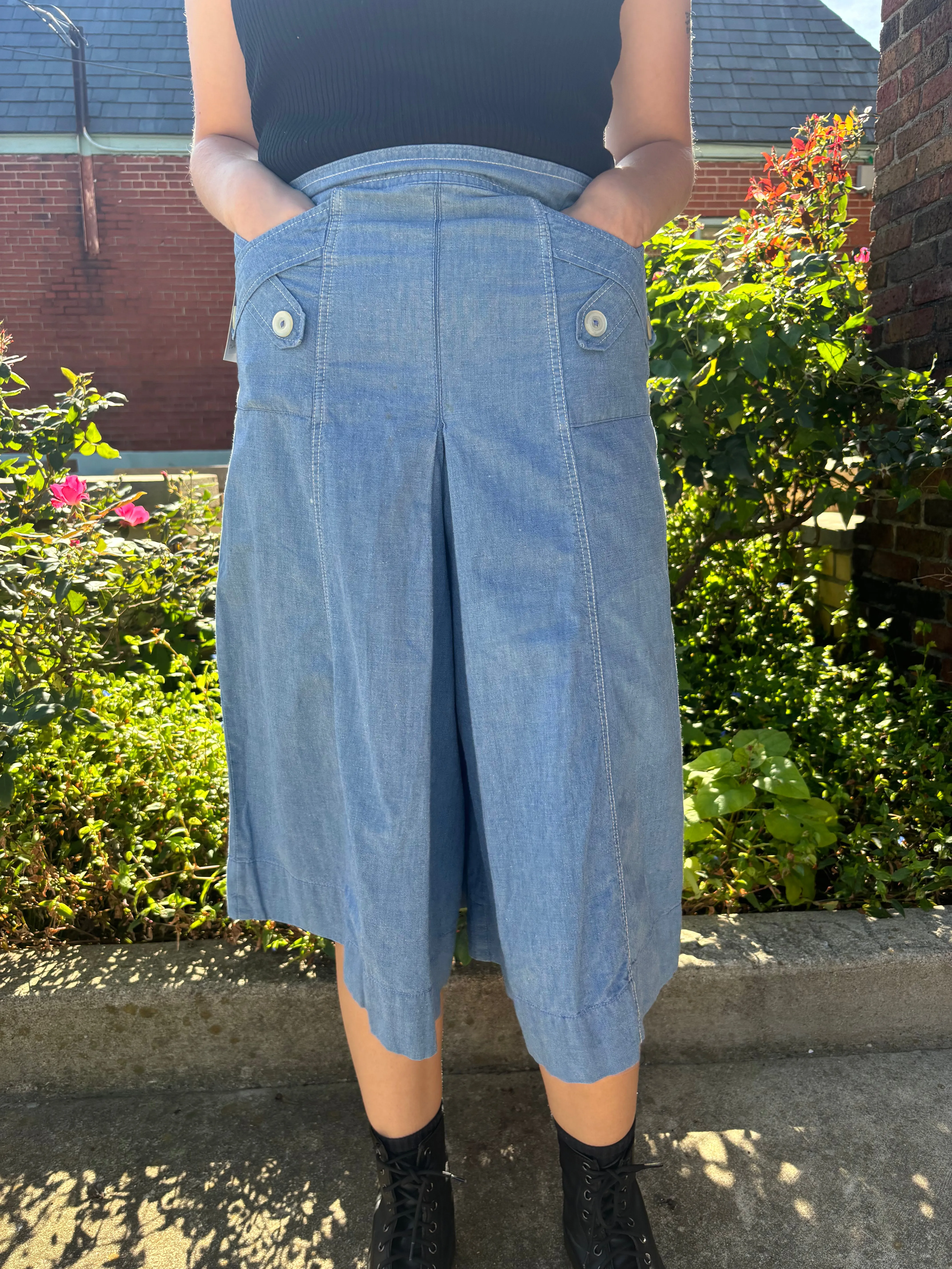 1970s Chambray high waisted culottes