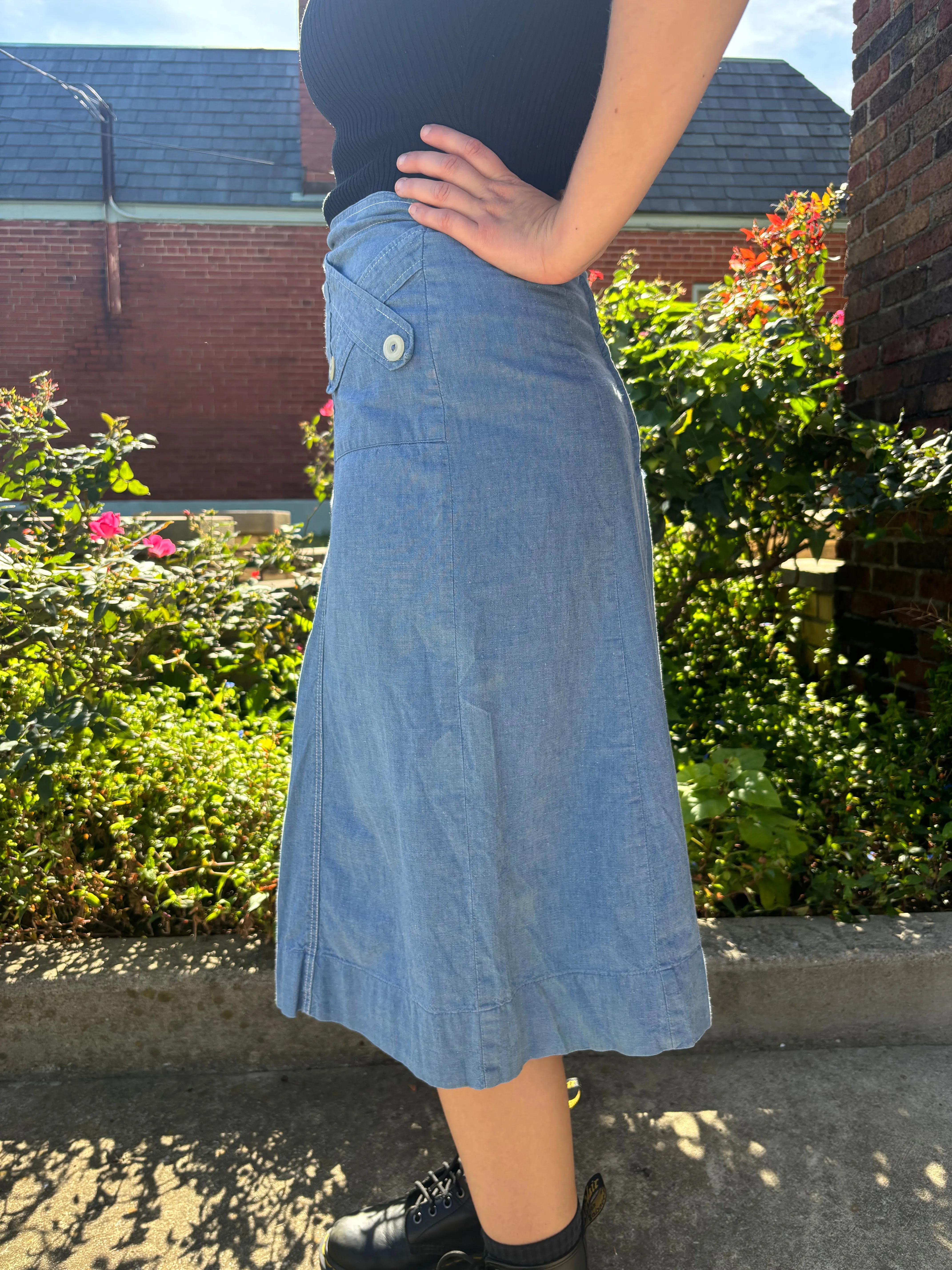 1970s Chambray high waisted culottes