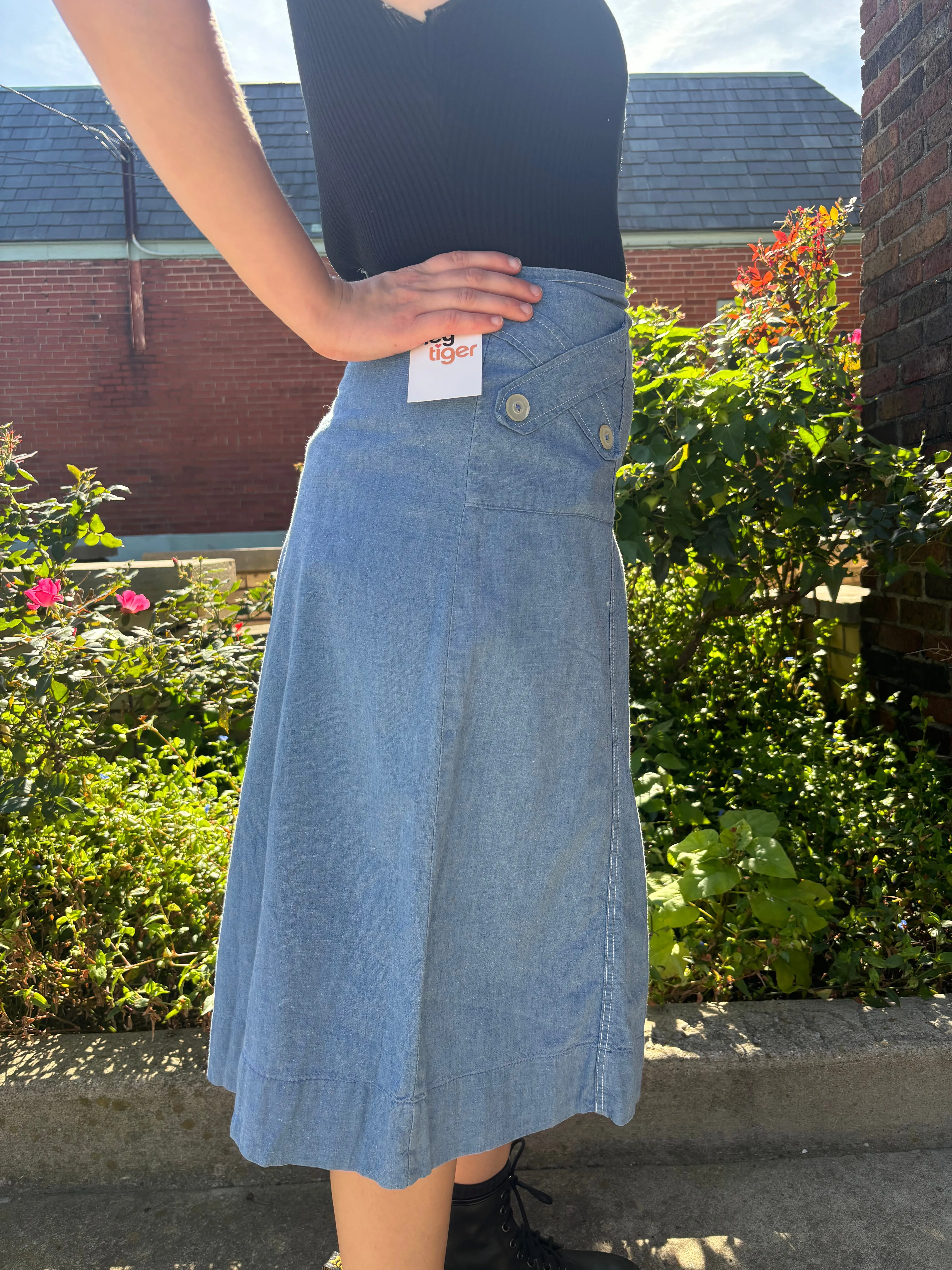 1970s Chambray high waisted culottes