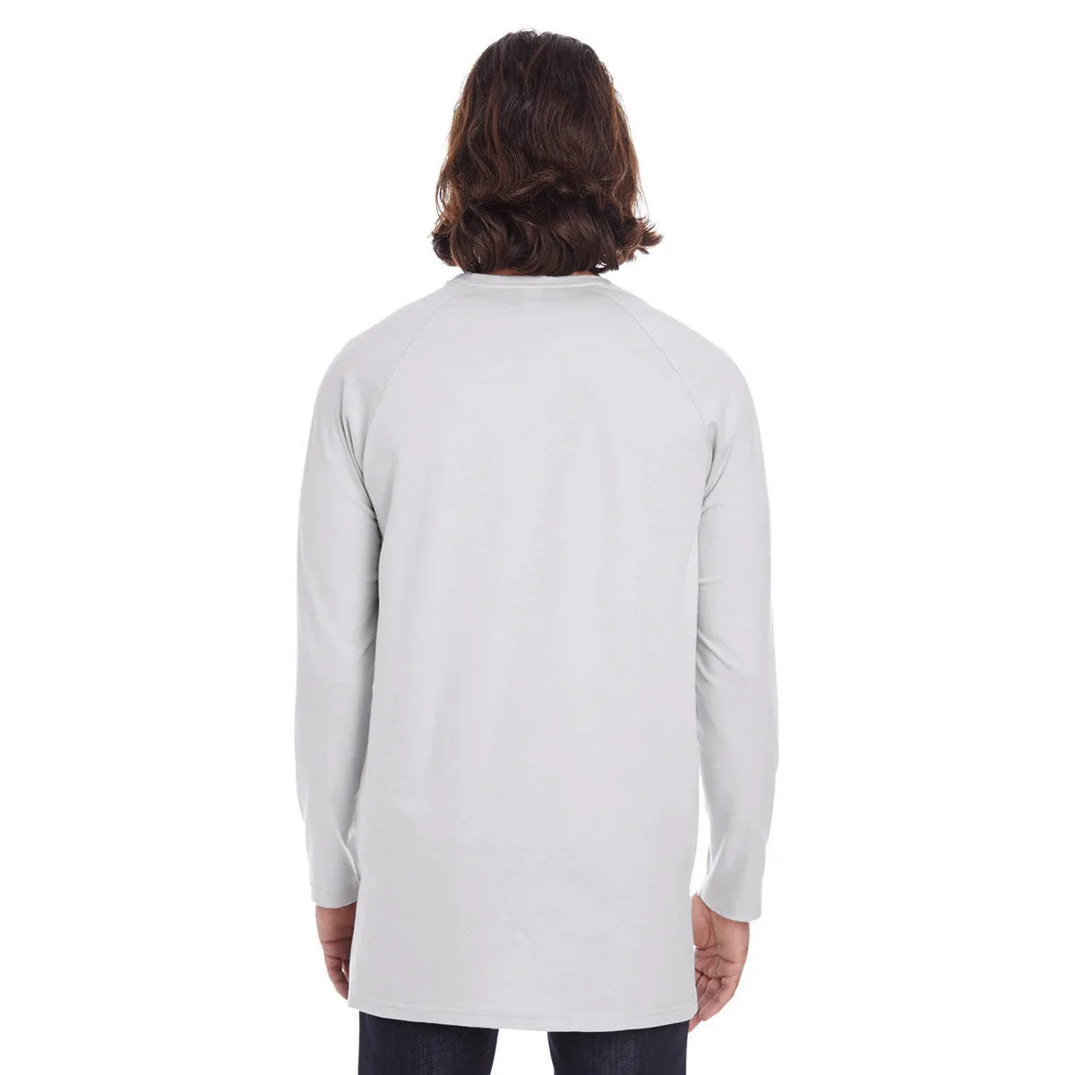 Anvil Men's Silver Lightweight Long & Lean Raglan Long Sleeve T-Shirt