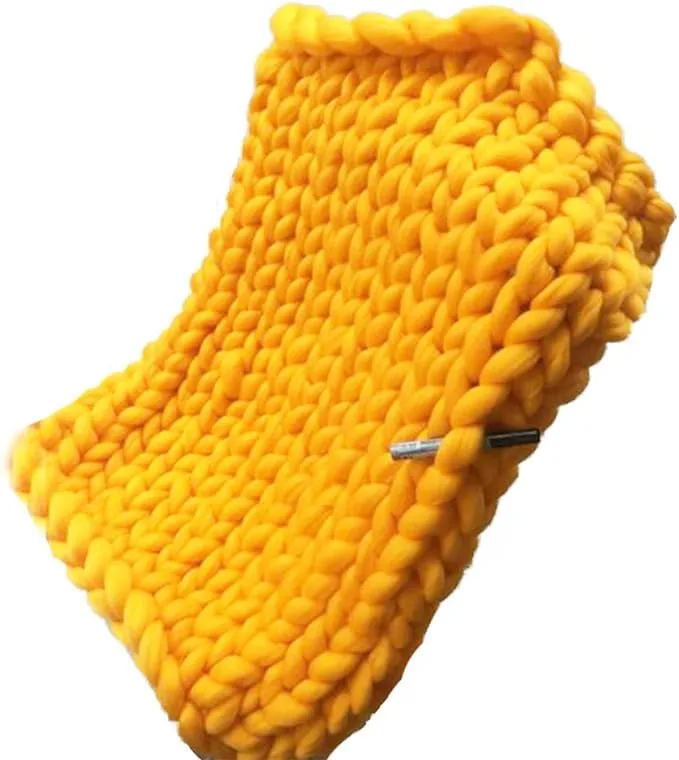 Babymoon Marino Wool Knit Throw Basket Filler Blanket Baby Photography Photoshoot Props | Yellow