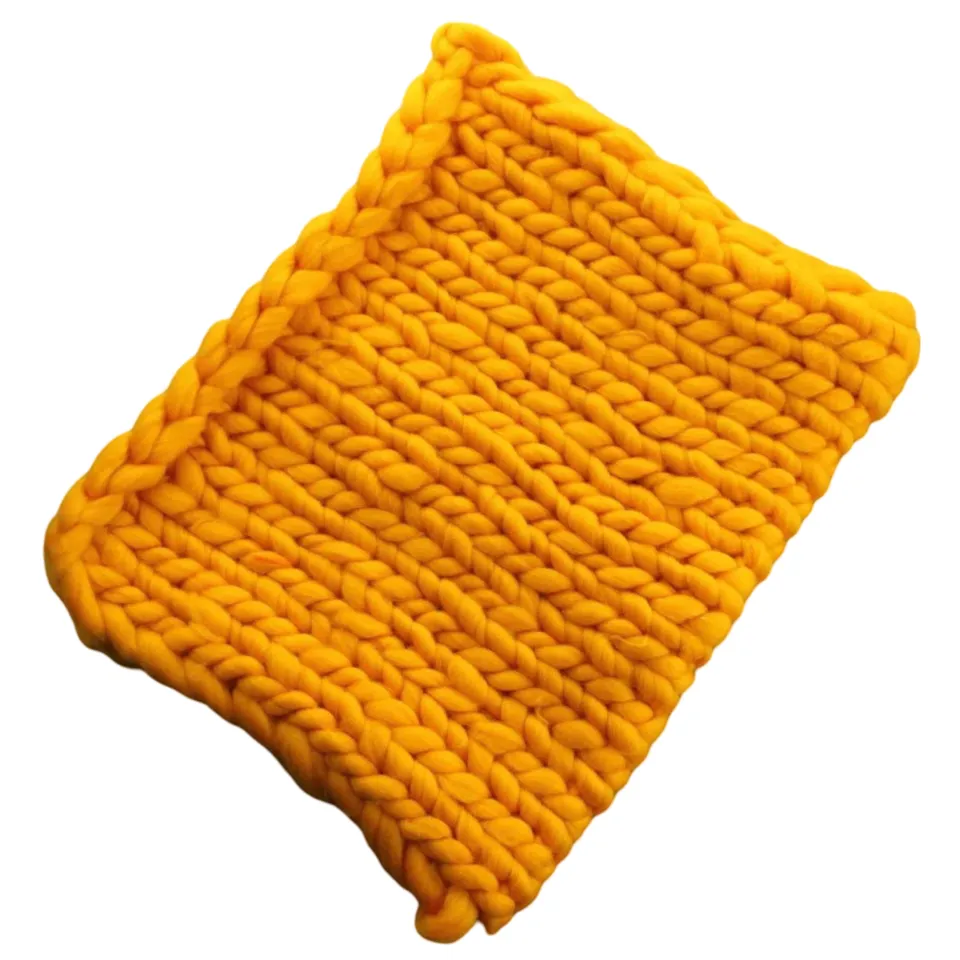 Babymoon Marino Wool Knit Throw Basket Filler Blanket Baby Photography Photoshoot Props | Yellow