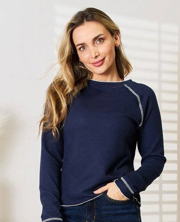 Basic Bae Long Raglan Sleeve Round Neck Top