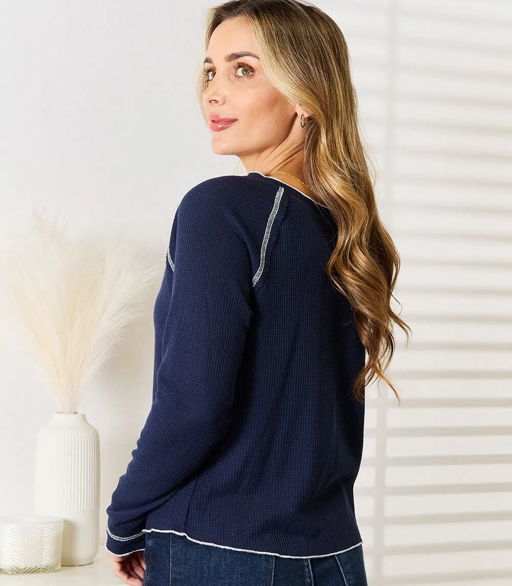 Basic Bae Long Raglan Sleeve Round Neck Top