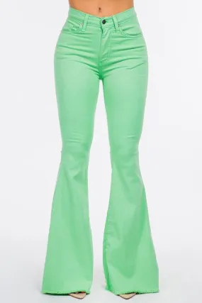 Bell Bottom Jean in Lime