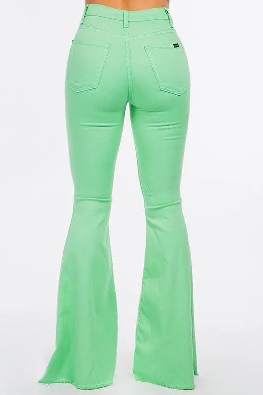 Bell Bottom Jean in Lime