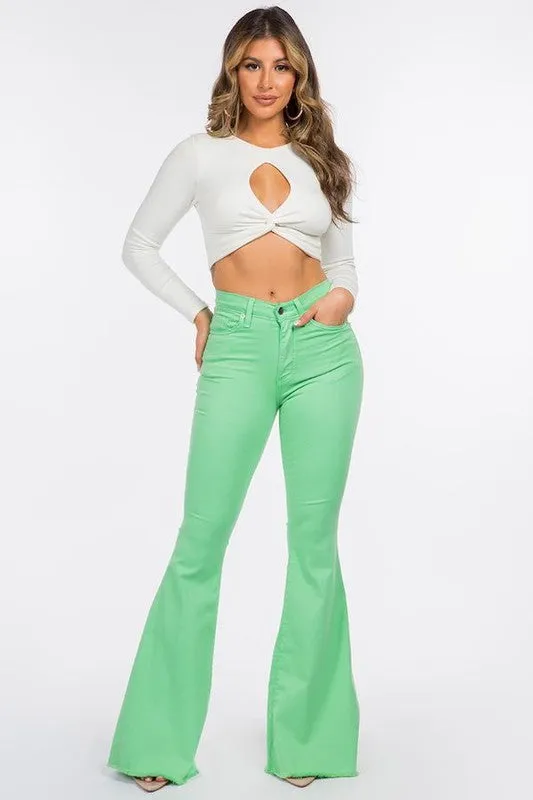 Bell Bottom Jean in Lime