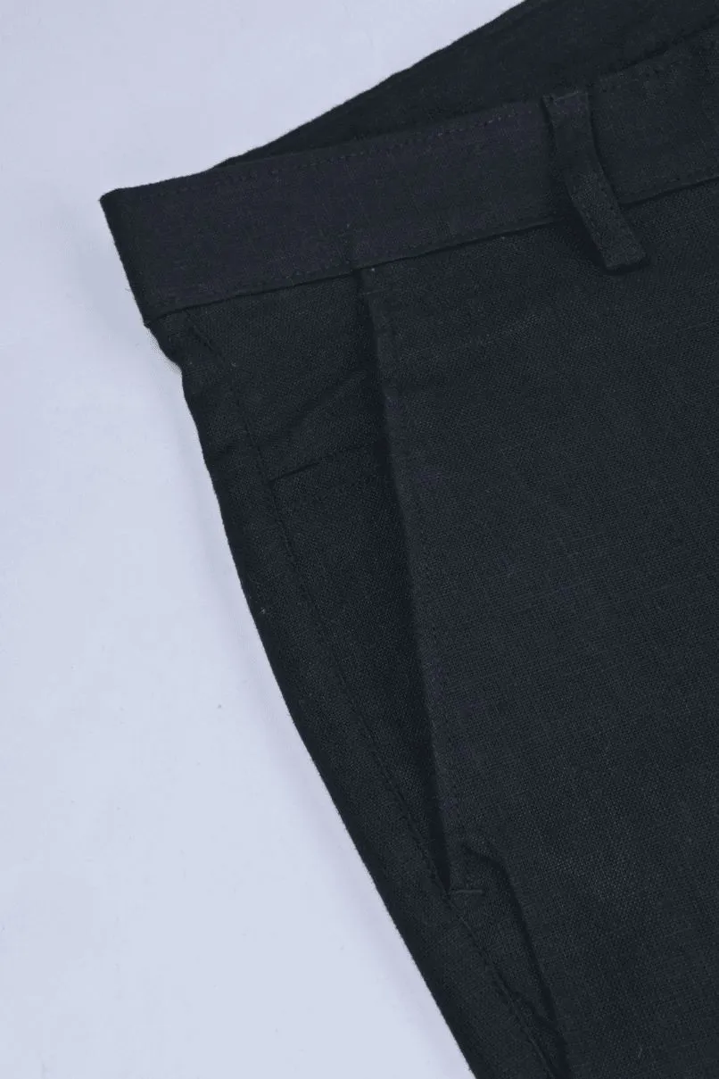 Black Linen - 2 way stretch - COTTON PANT