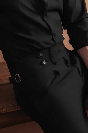 Black Split Two Buttoned Gurkha Trousers