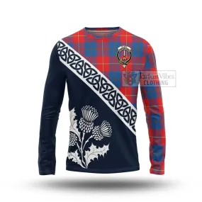 Blane Tartan Long Sleeve T-Shirt Featuring Thistle and Scotland Map