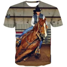 Borse T shirts Men Competition Tshirts Novelty Raced Shirt Print Equestrian T-shirts 3d