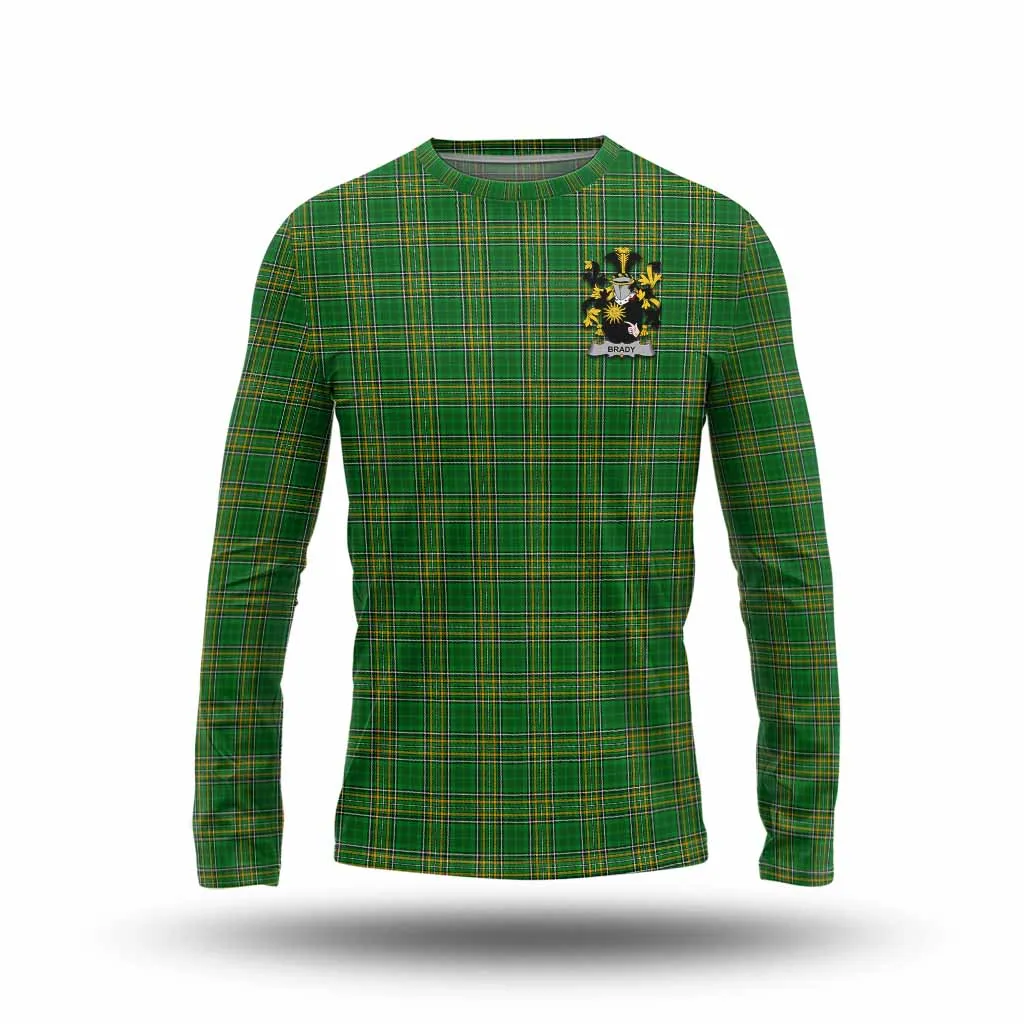 Brady Irish Clan Tartan Long Sleeve T-Shirt with Coat of Arms