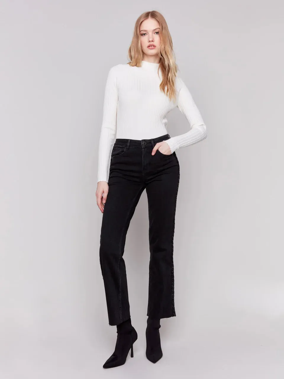 Braided Side Seam Jean - Black