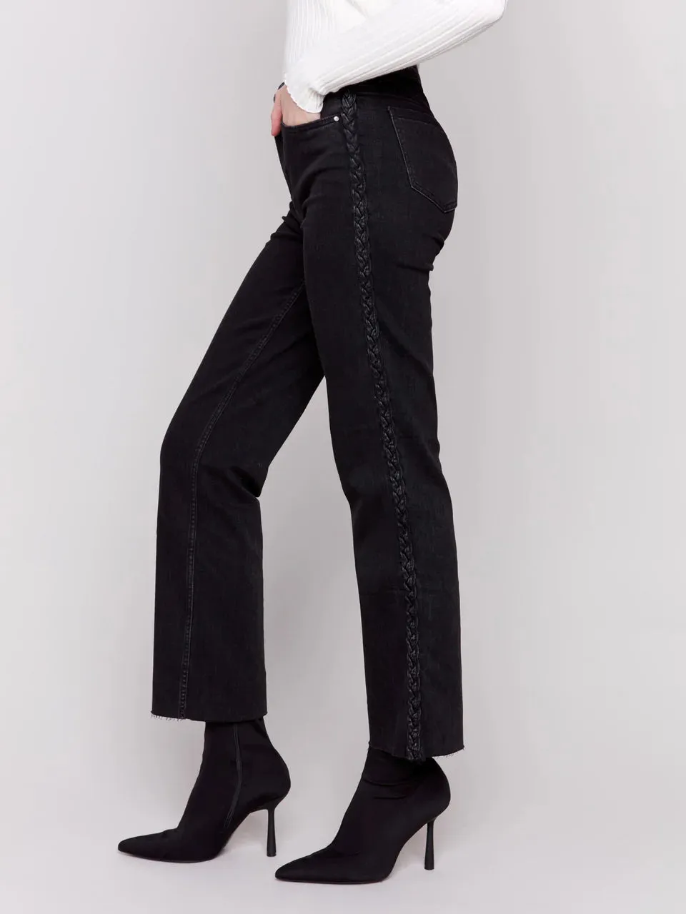 Braided Side Seam Jean - Black