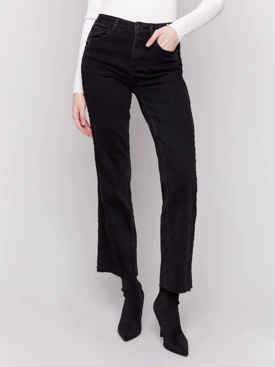 Braided Side Seam Jean - Black