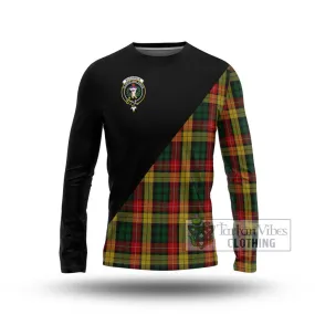 Buchanan Tartan Long Sleeve T-Shirt with Family Crest and Military Logo Style