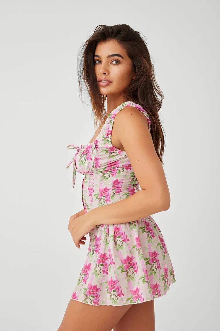 Christa Floral Mini Dress in Tiger Lily