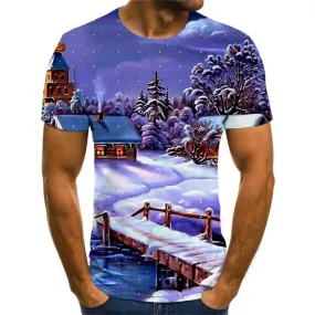 Christmas T-shirt Men Tree T-shirts 3d New Year Tshirt Anime Snow Shirt Print