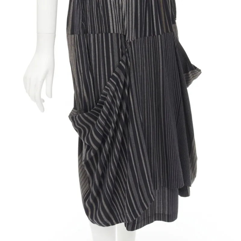 COMME DES GARCONS 1980's Vintage grey stripes deconstructed draped layered skirt