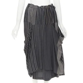 COMME DES GARCONS 1980's Vintage grey stripes deconstructed draped layered skirt