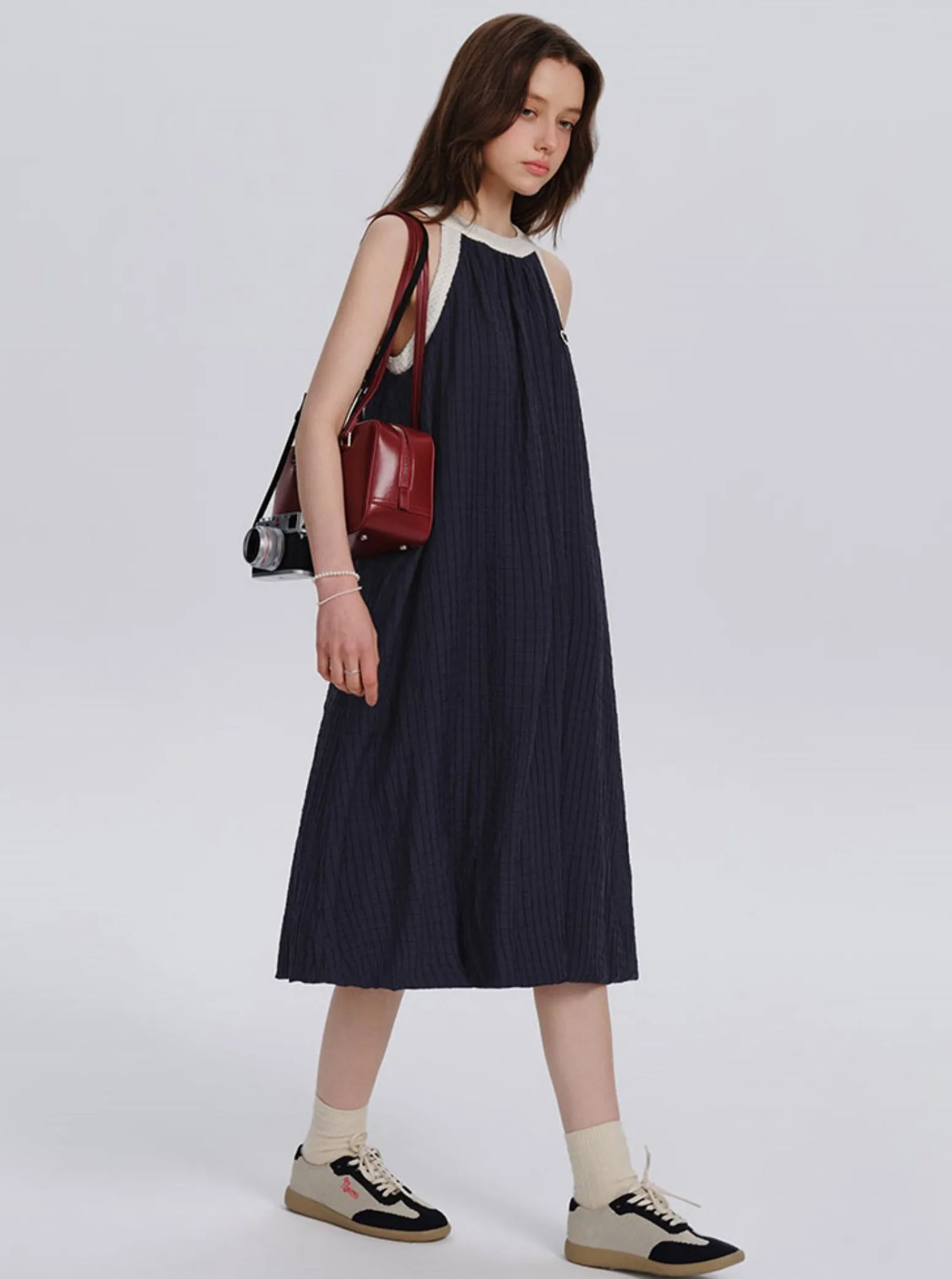 Contrasting Stitch Slip Dress