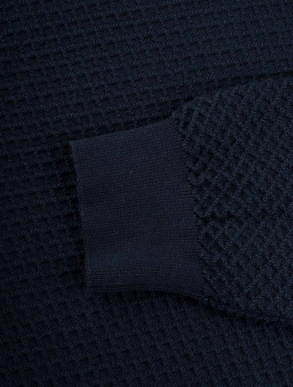 Cotton Texture Half-Zip Sweater Evening Blue