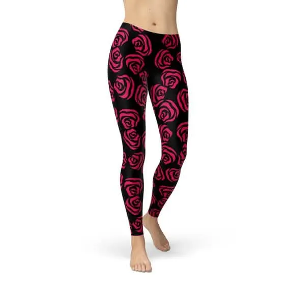 Crimson Floral Fitness Leggings