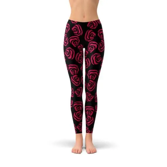 Crimson Floral Fitness Leggings