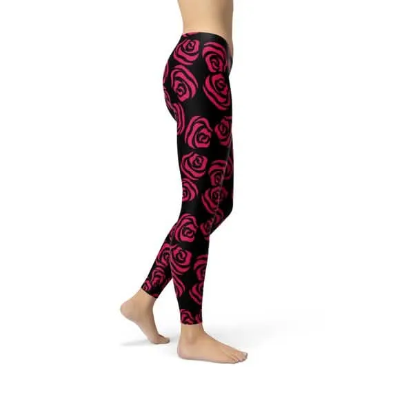 Crimson Floral Fitness Leggings