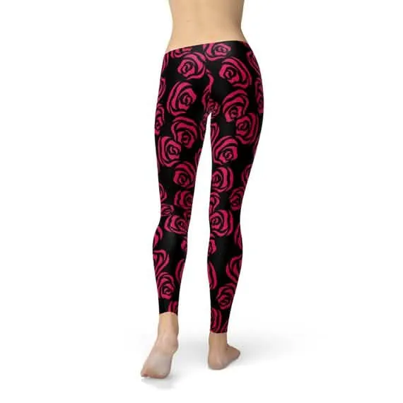 Crimson Floral Fitness Leggings