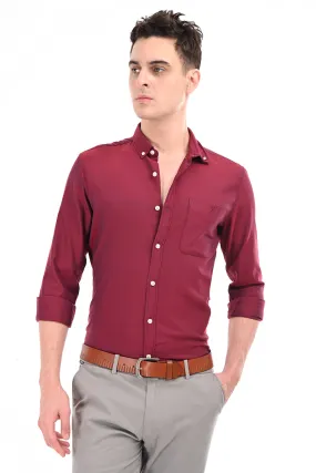 Dark Maroon New Age Oxford Semi Formal Shirt