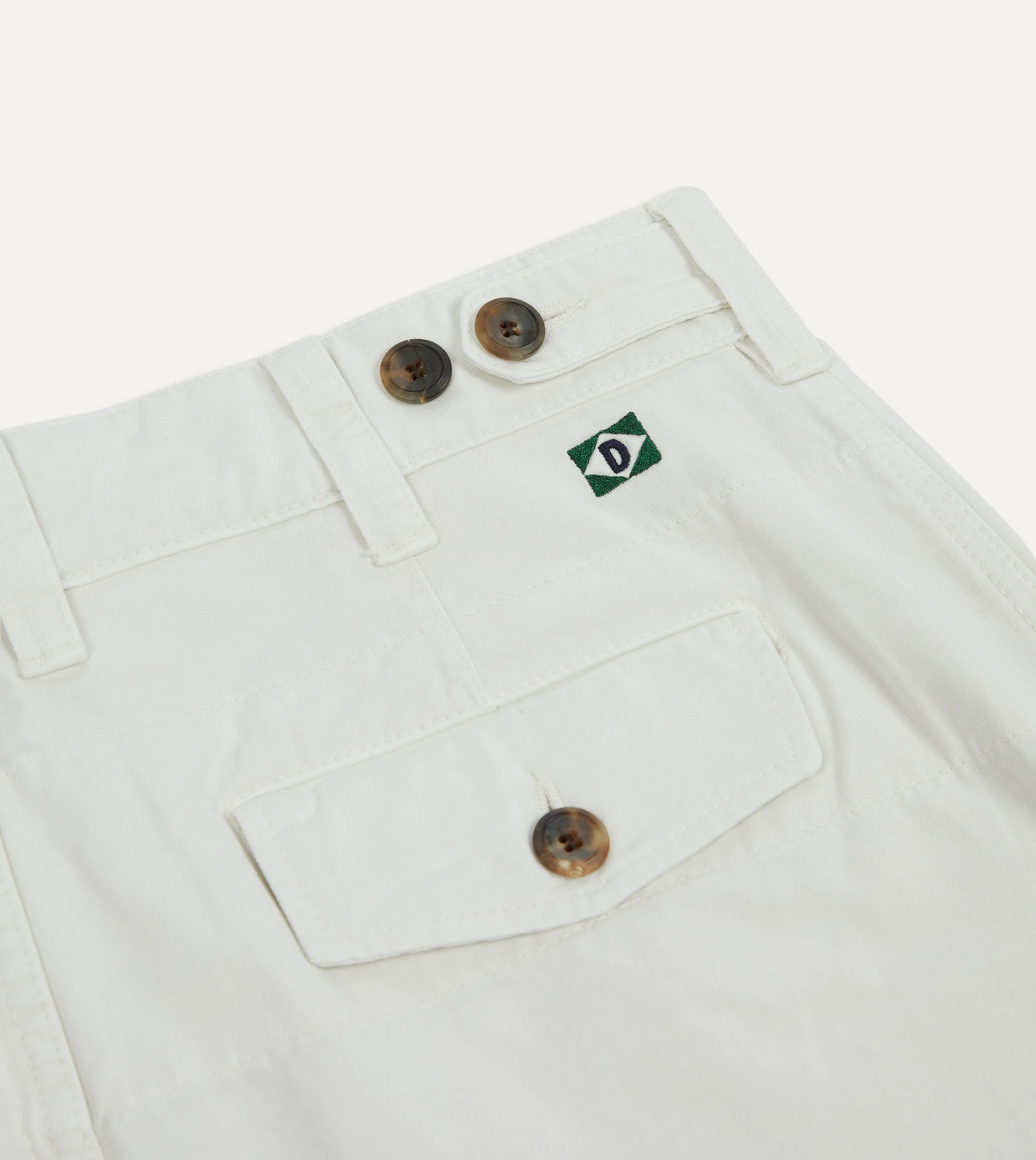 Ecru Cotton Flat Front Chino