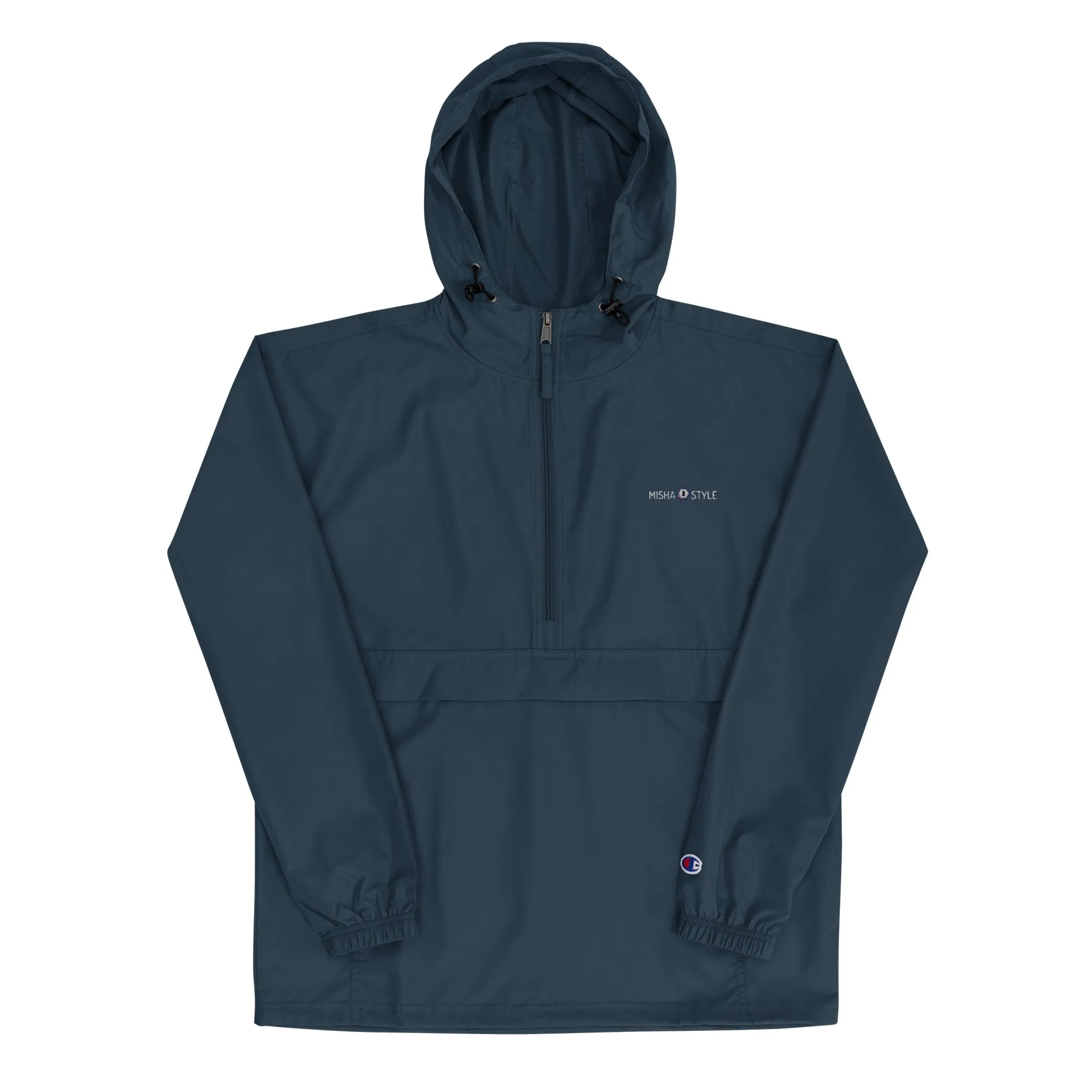 Embroidered Champion Packable Jacket - Navy