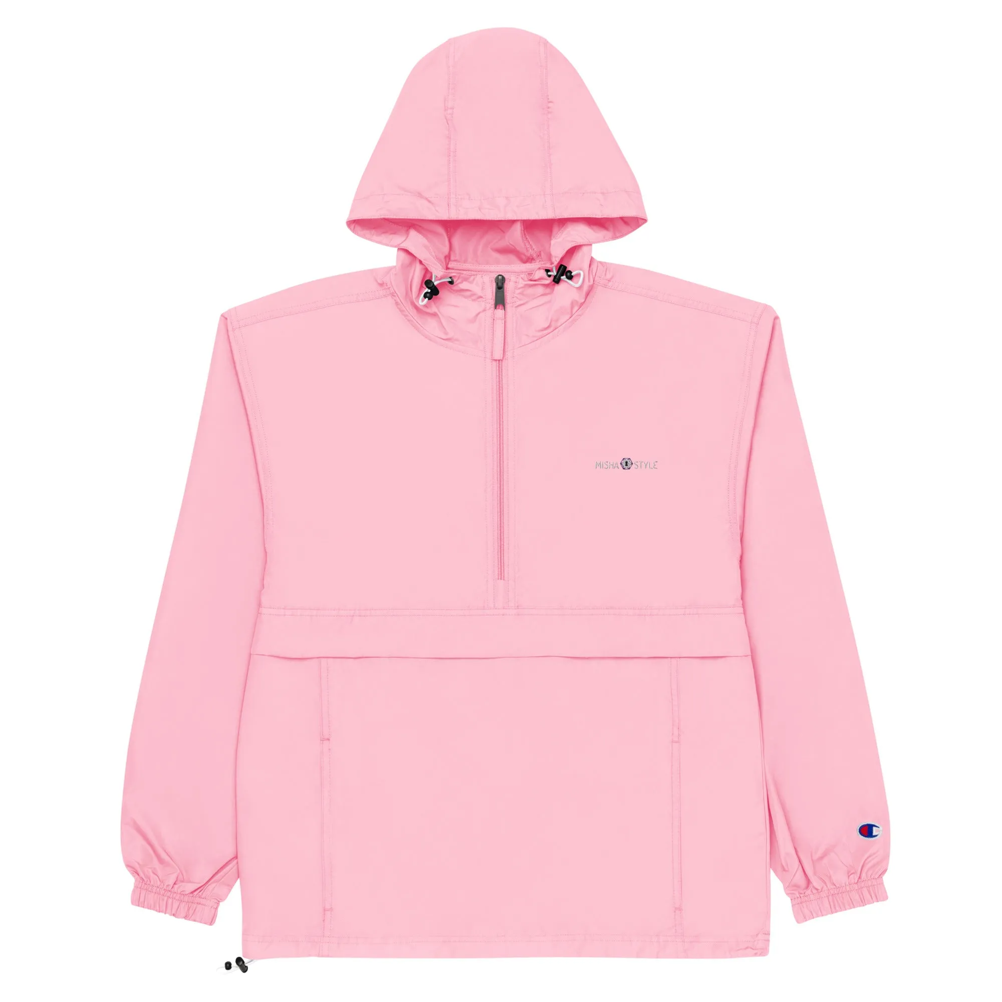 Embroidered Champion Packable Women Jacket - Pink