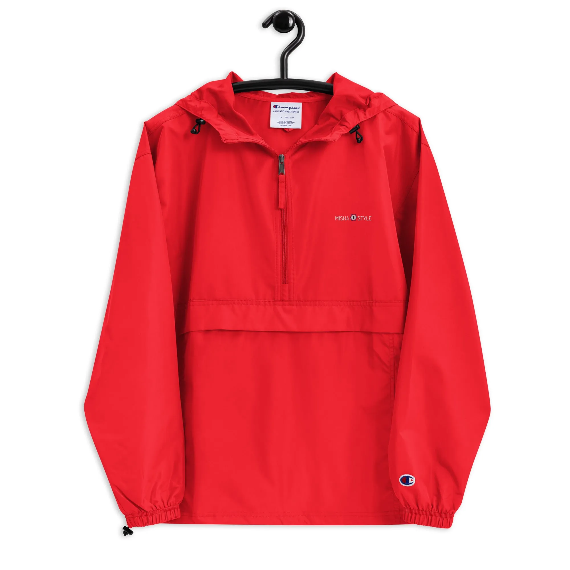 Embroidered Champion Packable Women Jacket - Red