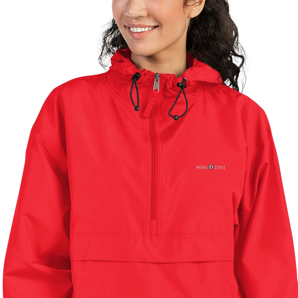 Embroidered Champion Packable Women Jacket - Red