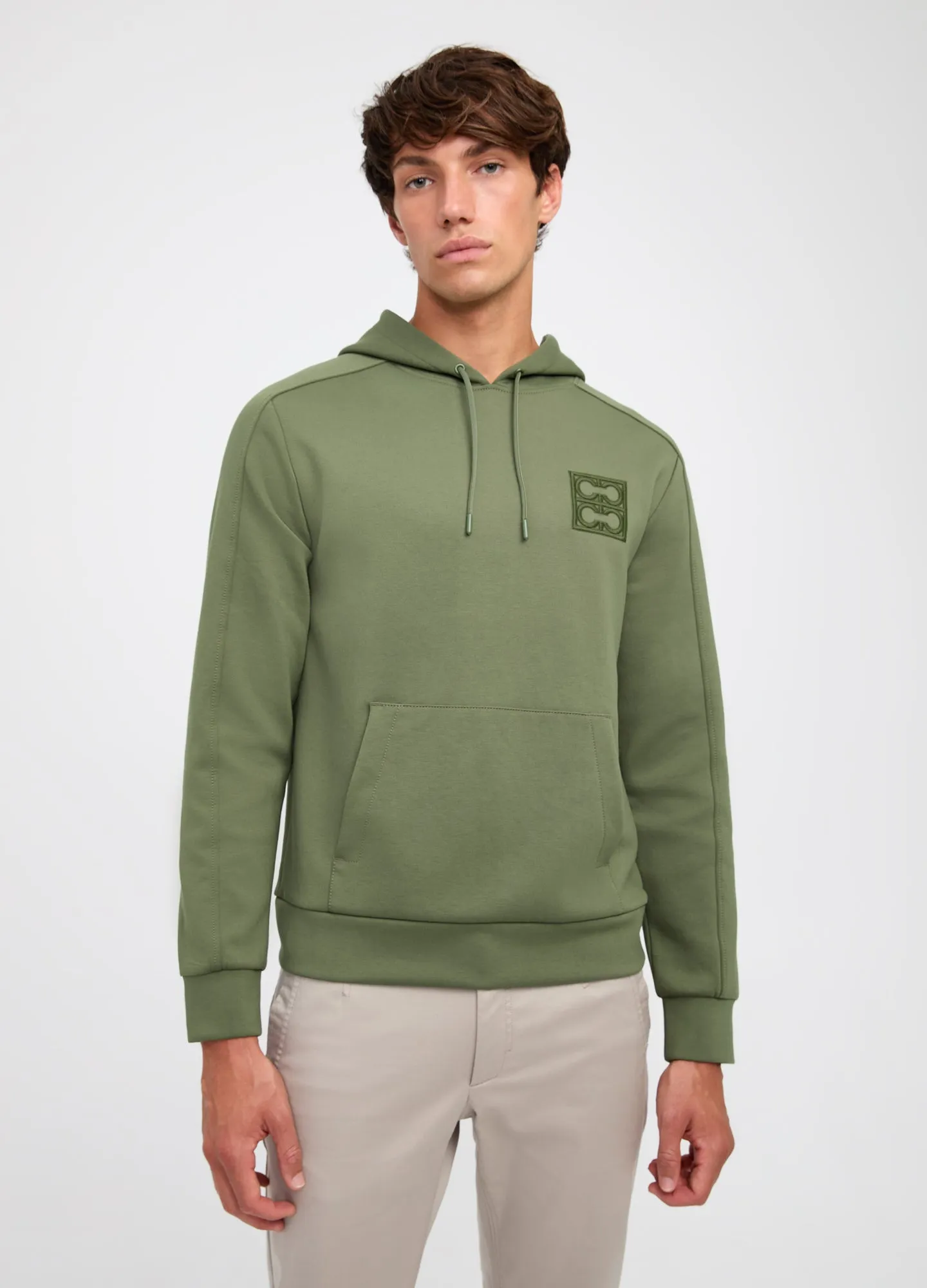 Embroidered Neoprene Hoodie Grass Green