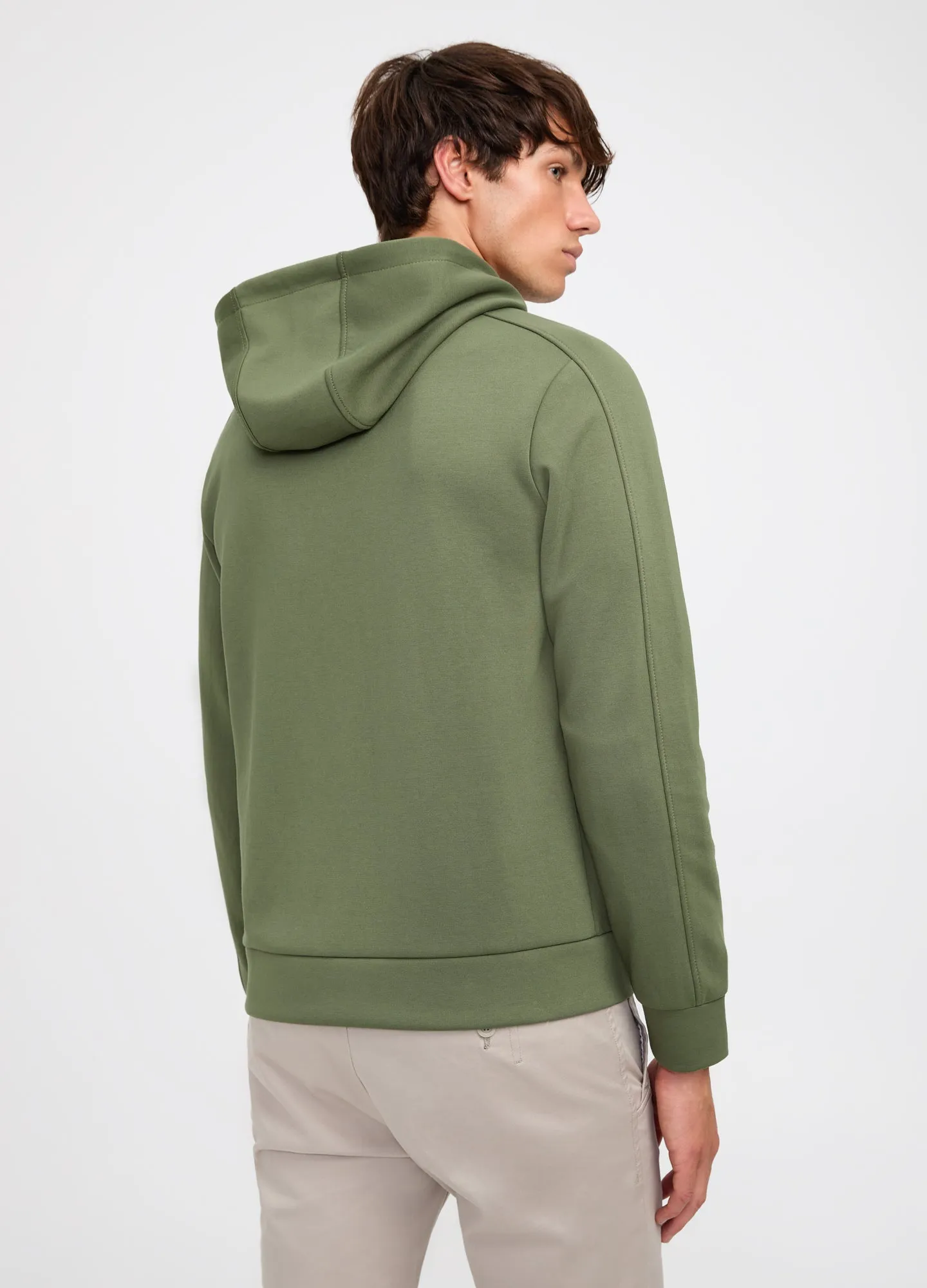 Embroidered Neoprene Hoodie Grass Green