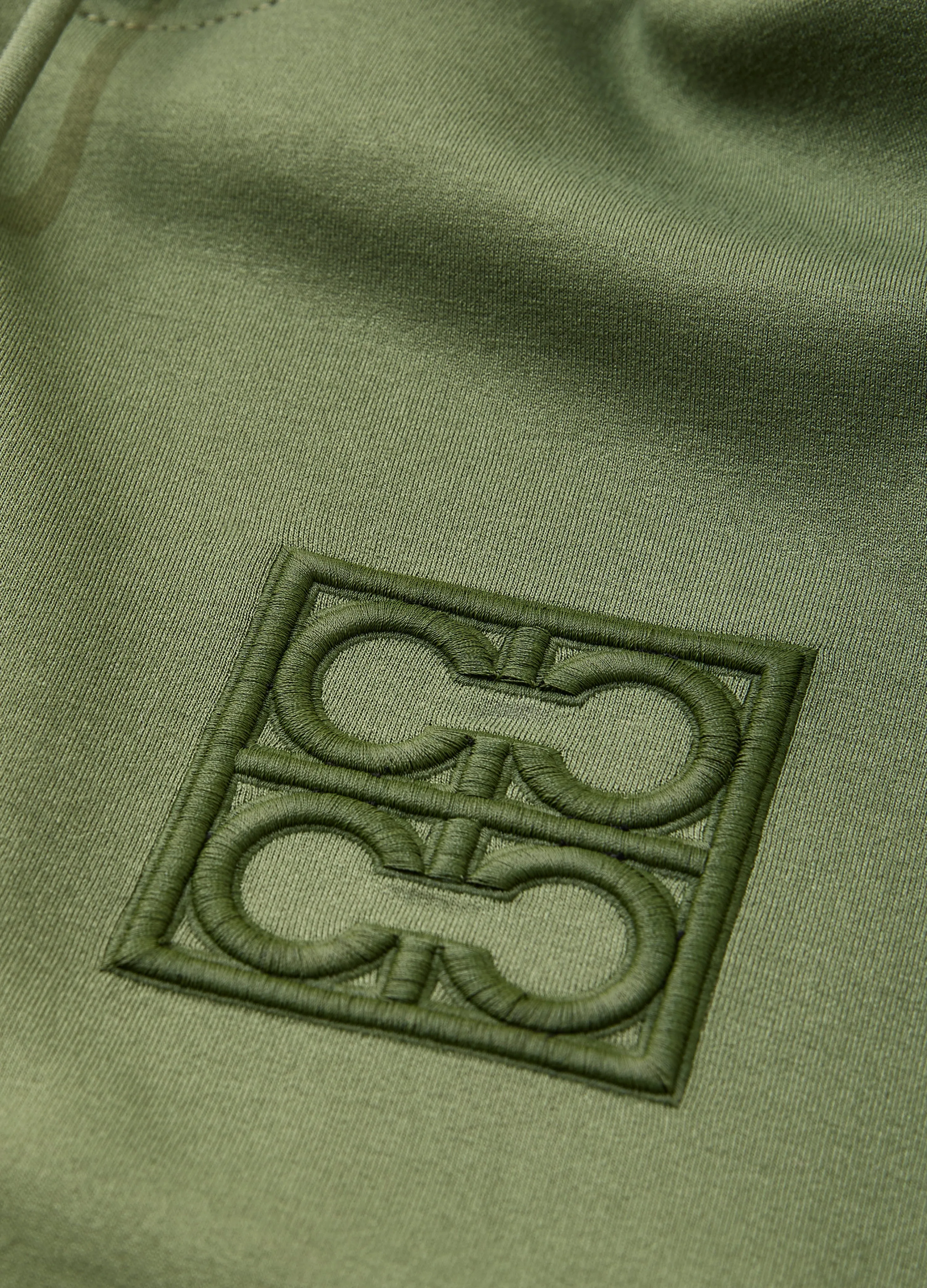 Embroidered Neoprene Hoodie Grass Green