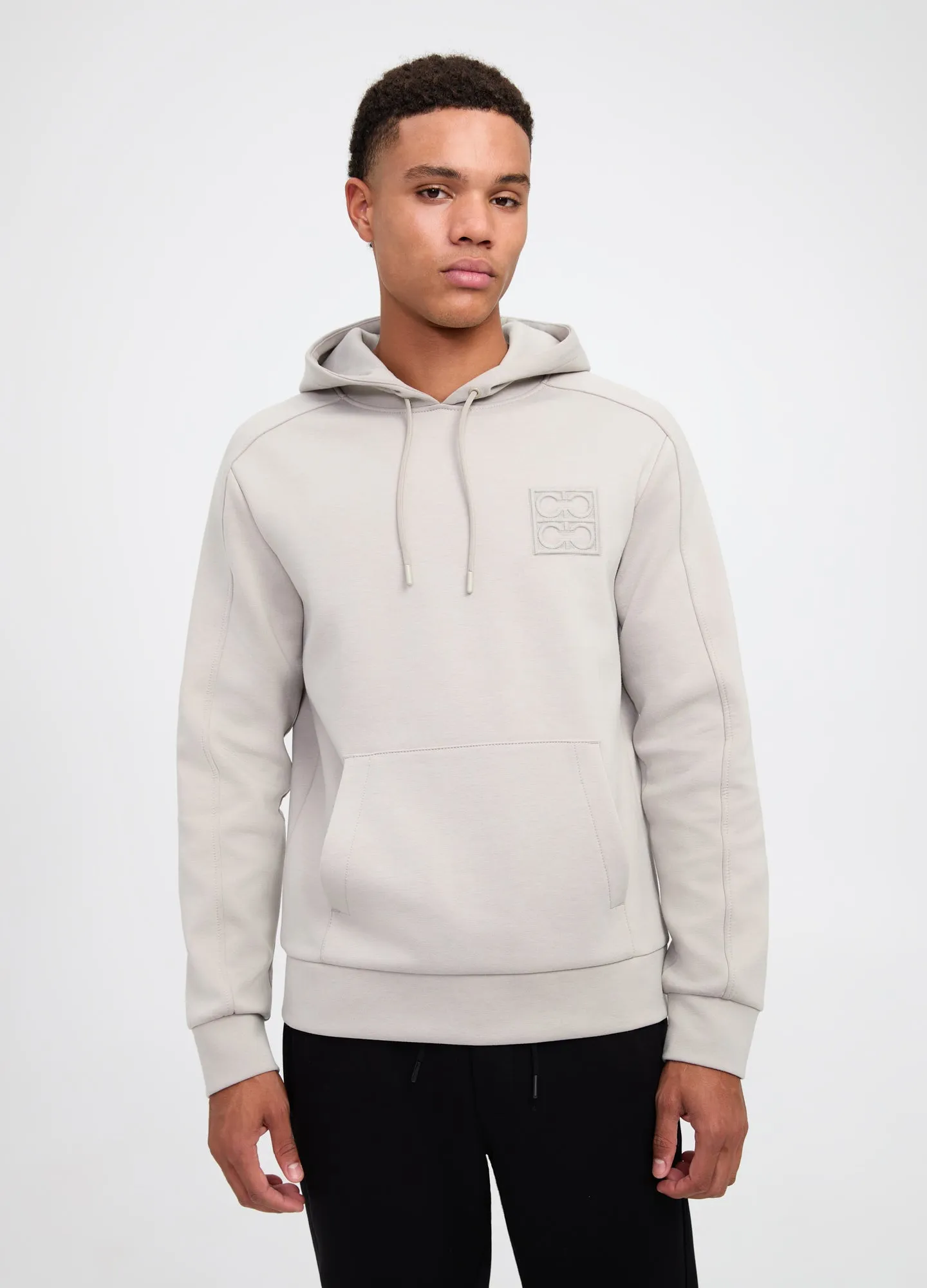 Embroidered Neoprene Hoodie Warm Grey