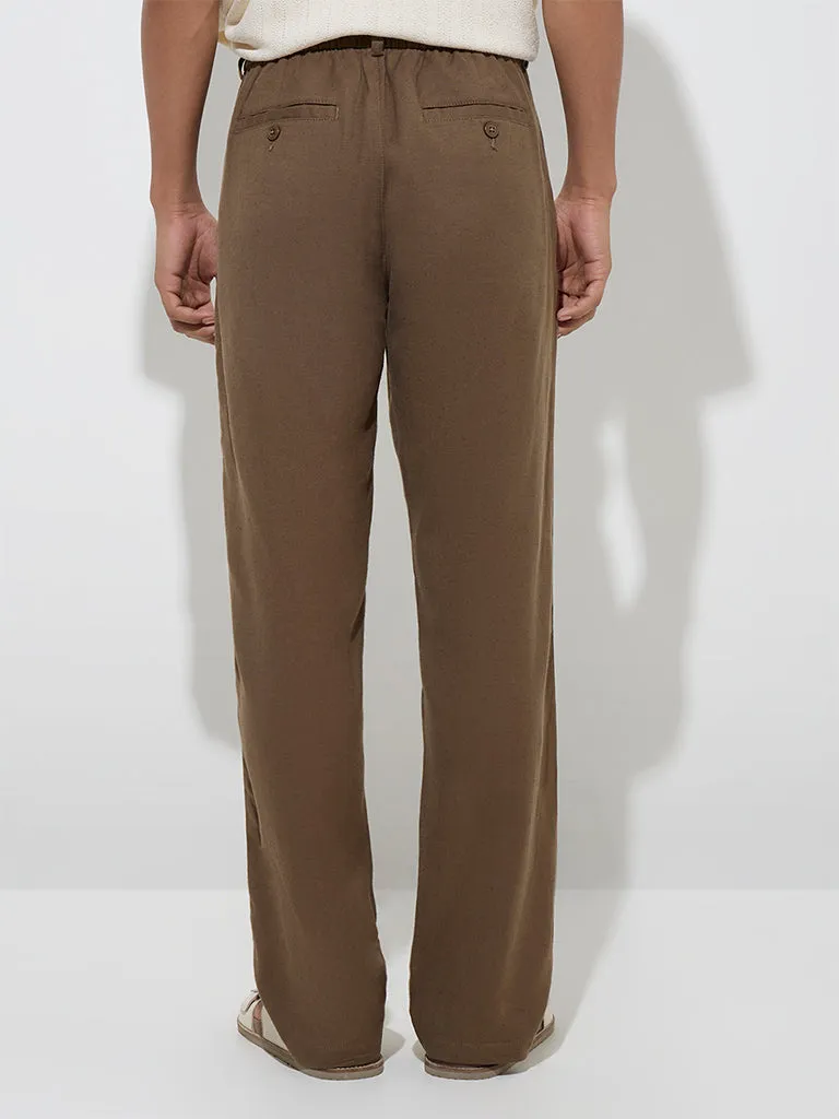 ETA Dark Khaki Relaxed-Fit Mid-Rise Cotton-Blend Chinos