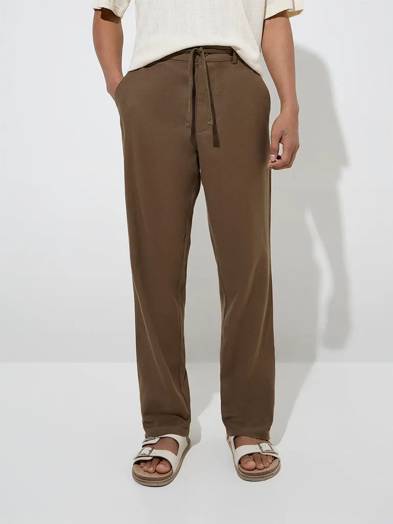 ETA Dark Khaki Relaxed-Fit Mid-Rise Cotton-Blend Chinos